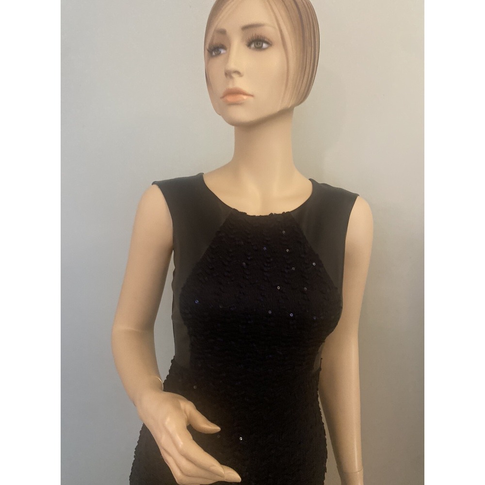 GUESS Dress Black Faux Leather & Black Shimmering‎ Fabric  Size 2  Zipper - Picture 5 of 12
